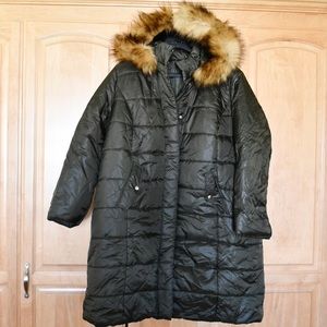 Long, brand new Puffer Coat with removable hood